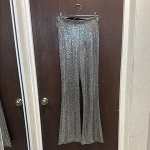 ASOS Silver Sequin Flare Pants